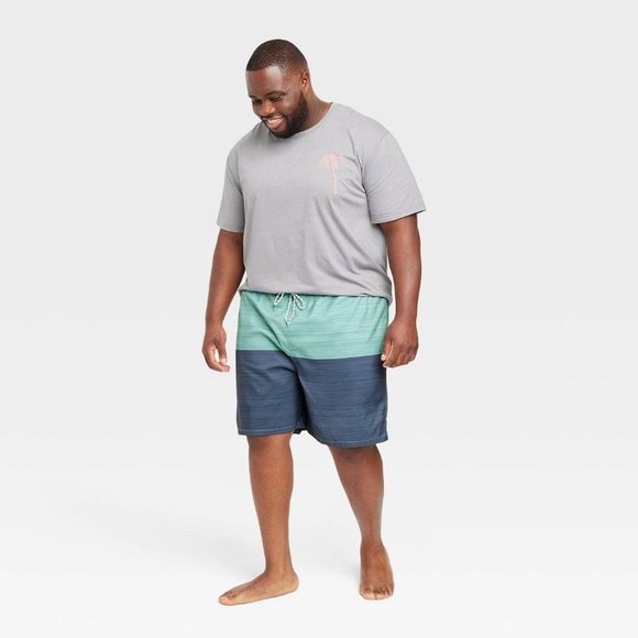 Men's Big & Tall 7" Colorblock Swim Shorts - Goodfellow & Co Blue 3XL - Picture 4 of 10